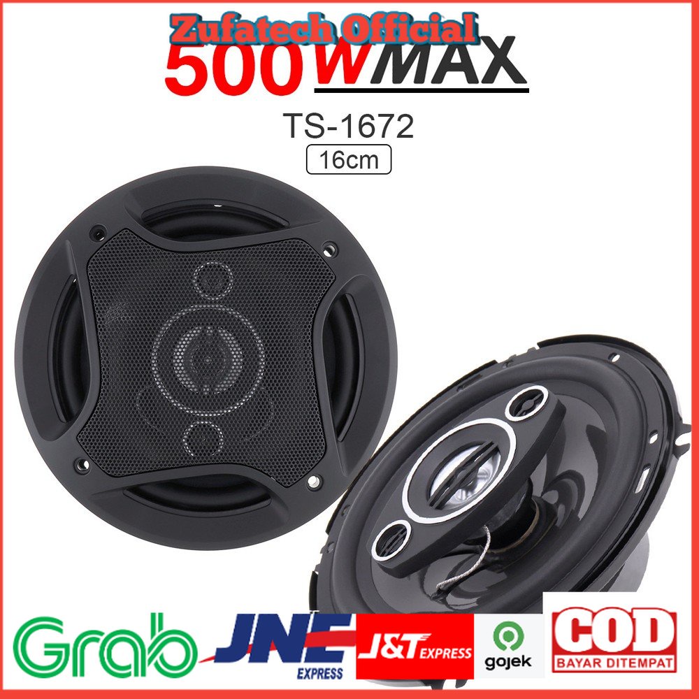 PCINENER Speaker Subwoofer Mobil 6 Inch Hi Fi 500W 2 PCS - TS-1672 - Black