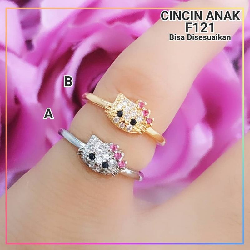 Cincin hello kitty anak perempuan gold/silver terlaris