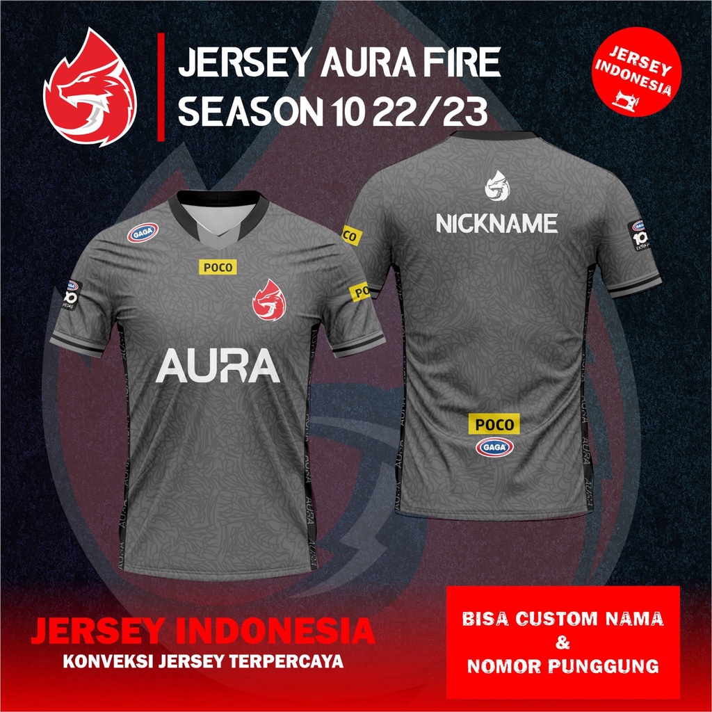 Jual JERSEY AURA FIRE SESON 10 NEW 2022 BAJU KAOS GAMING ESPORTS