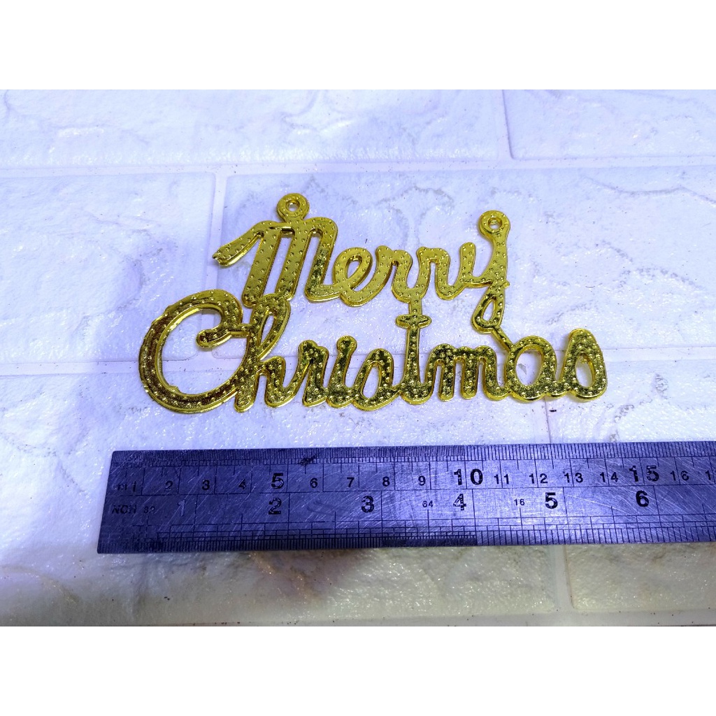 Tulisan Natal 14,5cm Ornamen Gold Topper Merry Christmas Hiasan