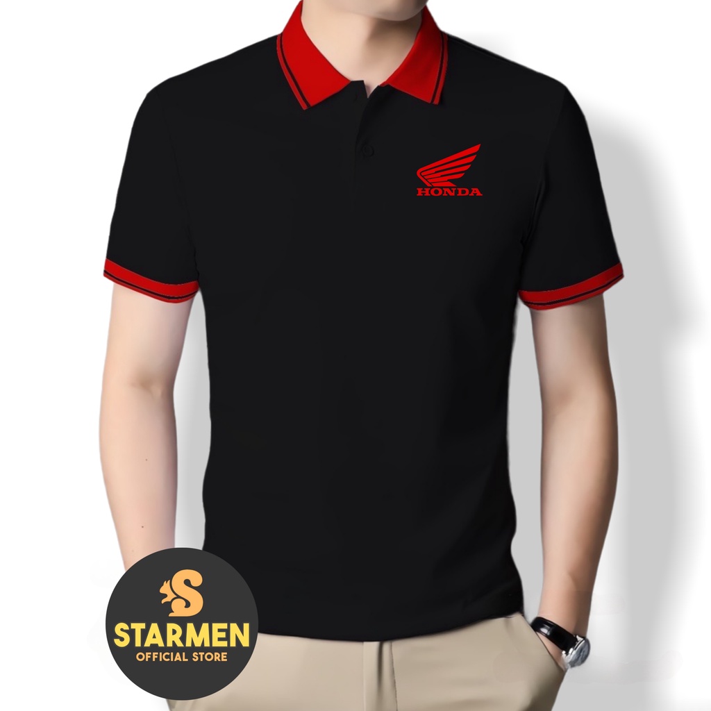 Kaos Polo Atasan Tshirt Pria Kerah Wangki Big List LOGO HONDA MERAH