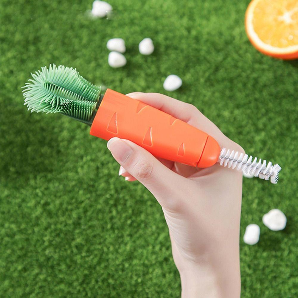 [Elegan] Sikat Botol Susu Lucu Serbaguna Tutup Gelas Sikat Pembersih Alur Sikat Tahan Lama Tiga-Dalam-Satu Food Grade Cup Scrubber