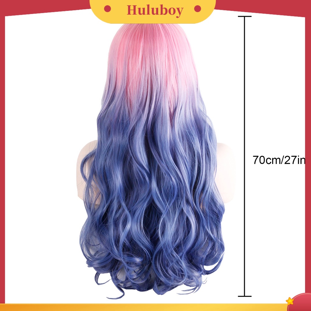 Rambut Palsu Panjang Keriting Warna Gradasi Untuk Cosplay Wanita