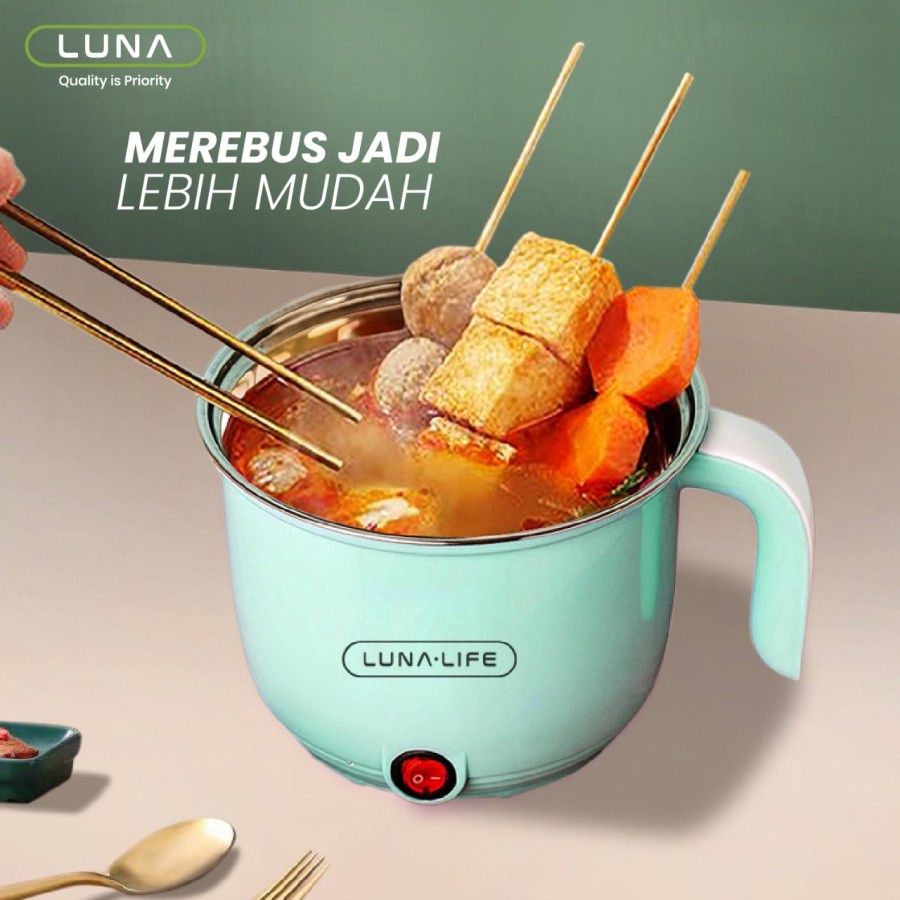 Panci Listrik Serbaguna Portable Electric Cooker Frying Pan 1.8L LUNA
