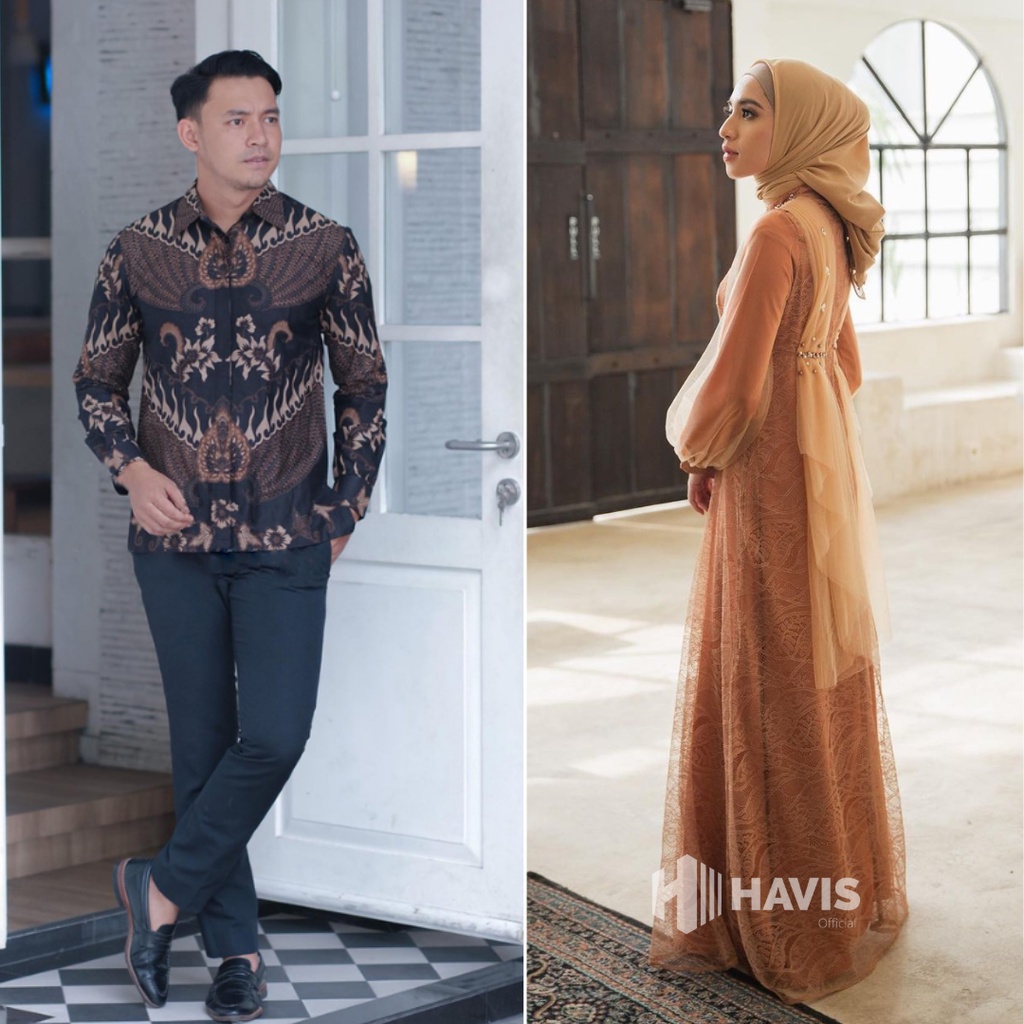 Dress Couple Nadine Gamis Brukat Modern Terbaru Dress Pesta Wanita Kondangan Lamaran Wisuda Lebaran