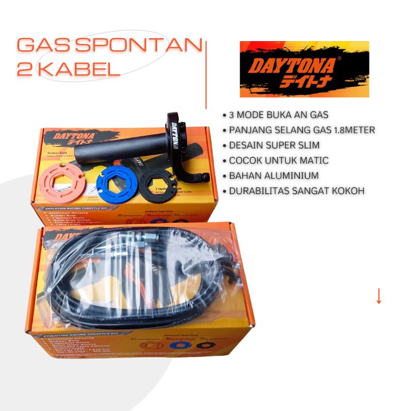 GAS SPONTAN DAYTONA 2KABEL ORIGINAL CABLE 1.8METER MATIC ORI DAYTONA