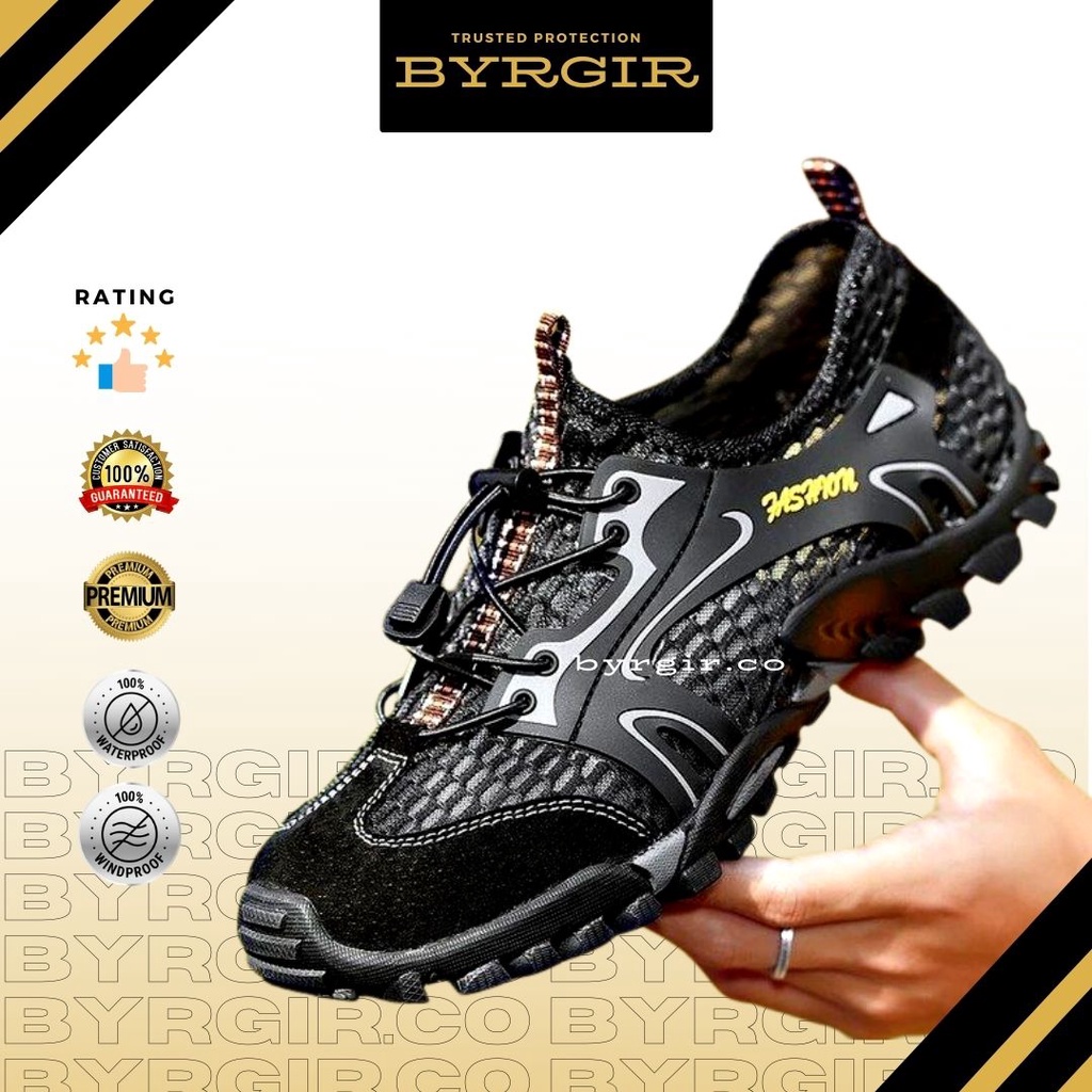 BYRGIR Sepatu Trekking Fashion Mendaki Hiking Touring Ringan Import Tali Outdoor Hiking Casual Shoes Gunung Mendaki Adventure Quick Dry Pria Wanita Breathable Sepatu Olahraga Pantai Touring Ringan Anti Air