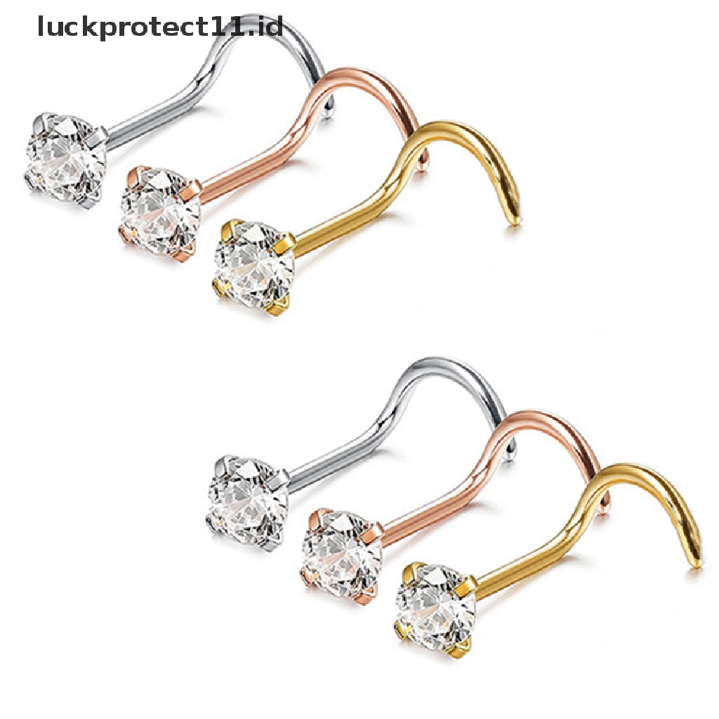 /Fashion Hot// Fashion// 1Pc Cincin Hidung Kristal Stainless Steel Nose Stud Rings Hadiah Perhiasan Tubuh.