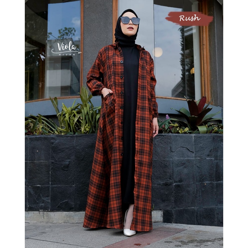 ZEHRA VIOLA 3IN1 DRESS FLANEL WOL MODEL HOODIE LONG CARDIGAN STYLE REMAJA WANITA MASA KINI