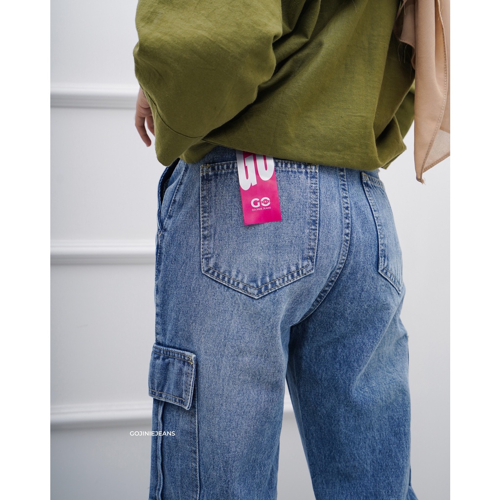 GOJINIEJEANS - Highwaist Cargo Pants Snow Dark Blue - 5065 - CARGO COOL