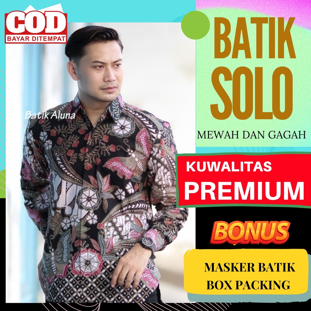 Atasan Kemeja Baju Batik Aluna Pria Lengan Panjang Premium Furing Reguler Fit Baju Cowok Moderen Ori