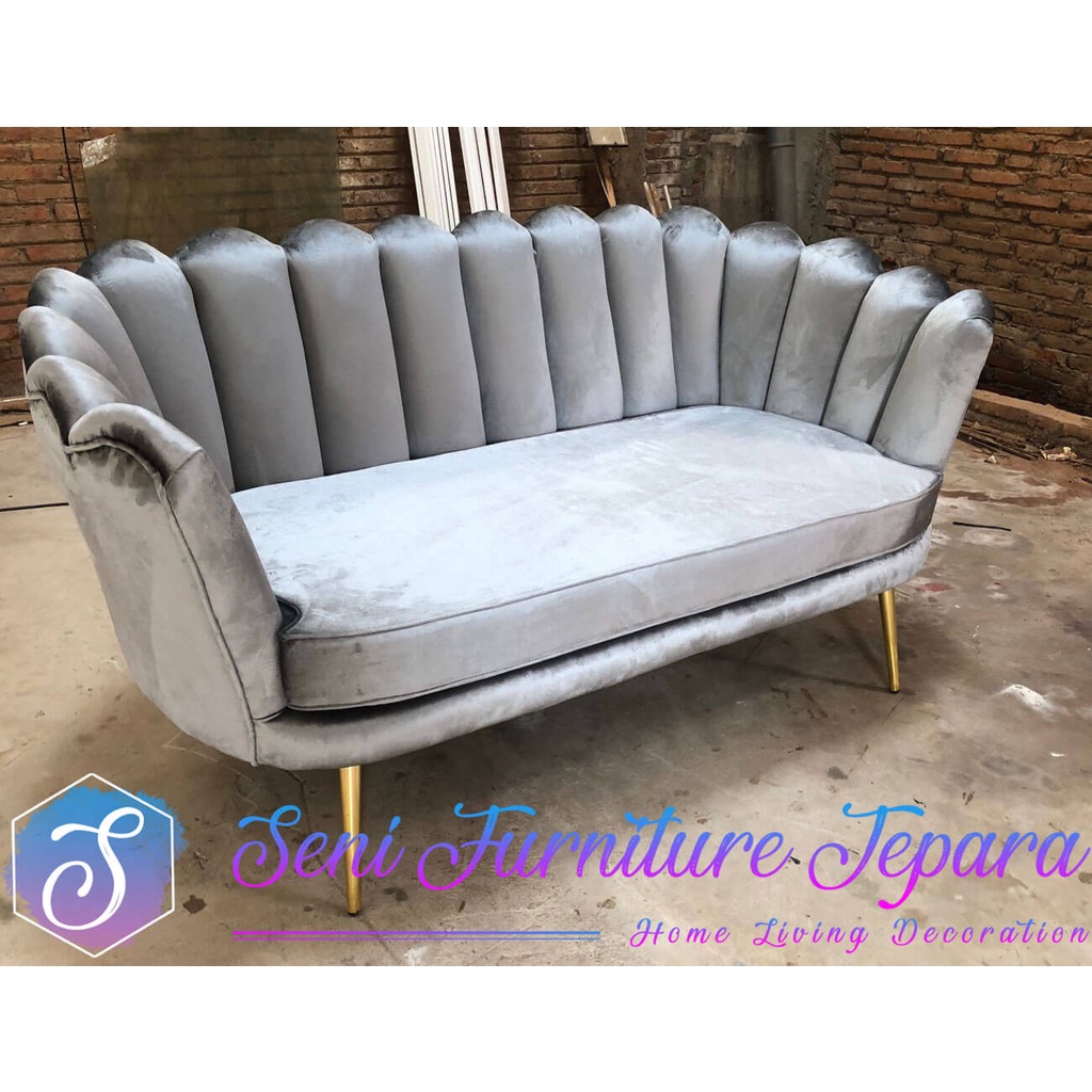 SOFA MINIMALIS / SOFA 2 DUDUKAN/ SOFA MURAH/SOFA JEPARA/SOFA KERANG 2 DUDUKAN / SOFA KERANG ABU-ABU