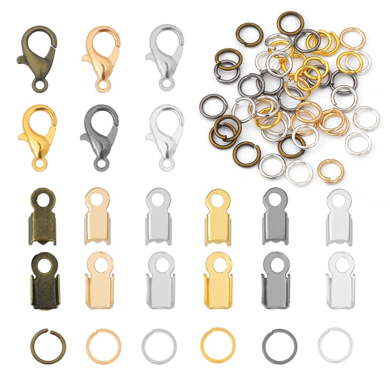 20pc lobster clasp jump ring clip tip Lipat crimping Konektor Gelang Kalung Rantai DIY Membuat Perhiasan kit Aksesoris