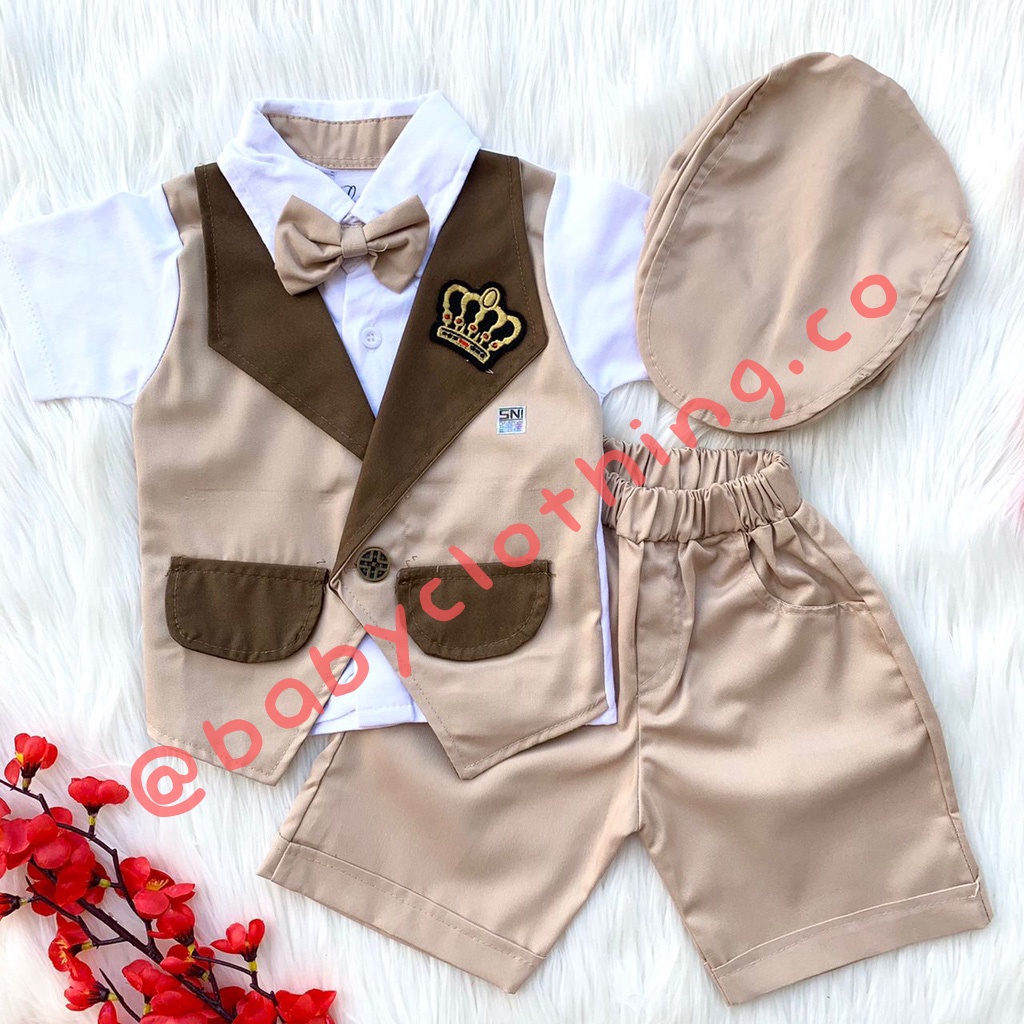 Setelan baju kemeja dan celana utk anak cowok keren pergi pesta kekinian fashion bayi laki murah -gen