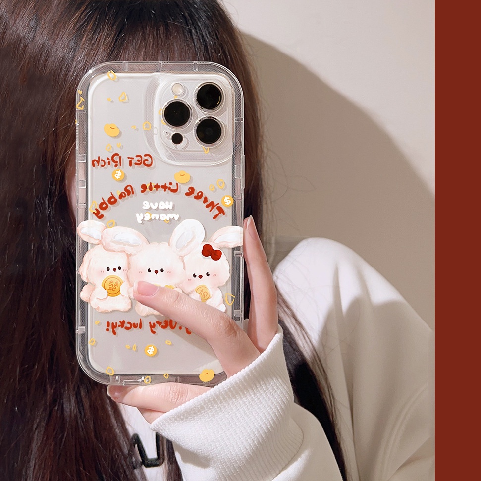 IPHONE 2023tahun Baru Cina Kelinci Lucu Emas Rabbit Kartun Silikon Case Untuk Iphone14 11 12 13 PRO MAX Casing Cover Pelindung1216