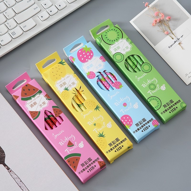 

1pc 1BIJI 1BUAH KAKAKKK 1lusin 12pcs pensil dengan penghapus motif buah warna warni lucu imut murah nanas kiwi strawberry semangka watermelon lucu ala kroea pineapple cute kiyowo