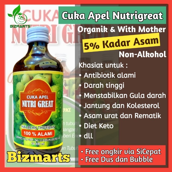 

Nutrigreat Cuka Apel Vinegar Organic Apple Cider Non Alkohol Ampuh