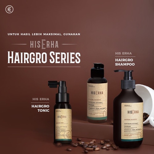 HIS ERHA Hairgro Shampoo Pria 100ml + Tonik Rambut 60ml + Pomade Water Based 120gr - Anti Rontok