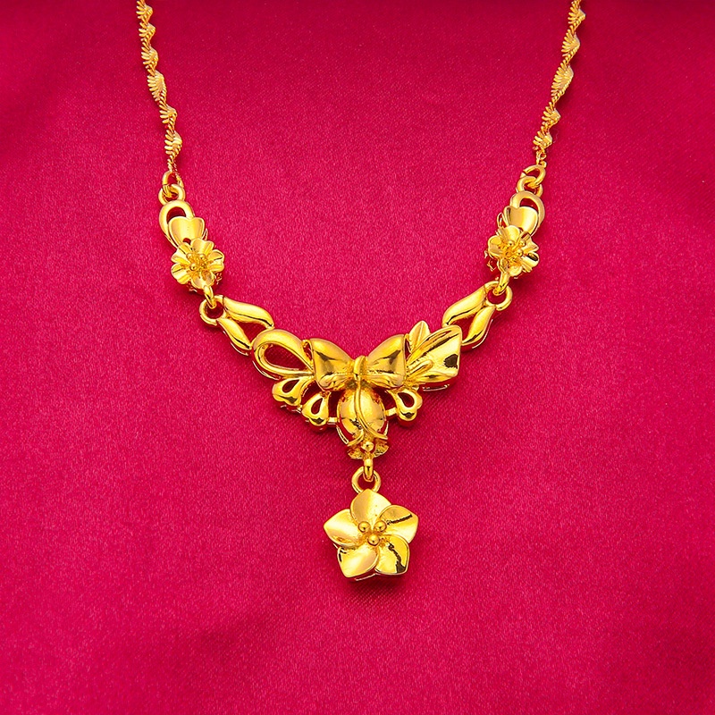 Goldkingdom Perhiasan Fashion Emas Asli Kadar 375 Bangkok Aksesoris Ready Stock Design: Tanaman Dan Bunga Warna: Cincin Hati Pembukaan Merah, Gelang Tank Rantai, Kalung Bunga One-piece Datar Prod