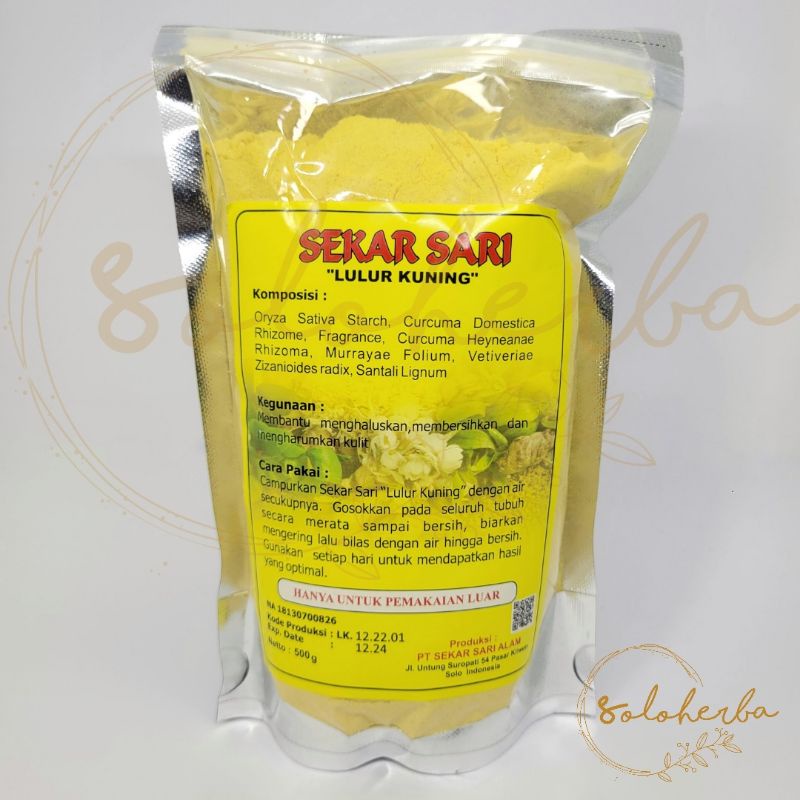 Lulur Kuning Bubuk Tradisional khas Solo Sekar Sari BPOM 500 gr