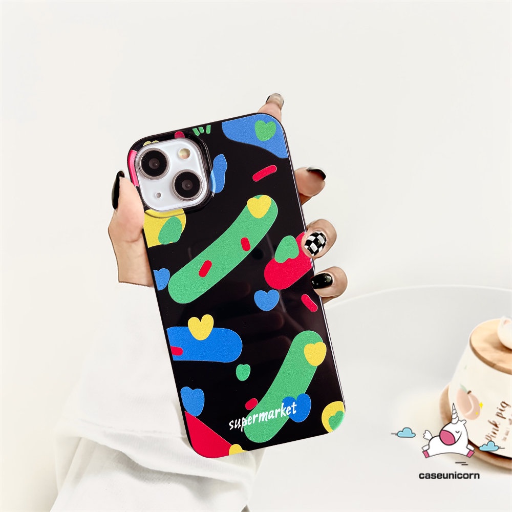 Ins Colorful Art Pigmen Cinta Hati Cover Kompatibel Untuk IPhone 7Plus 8Plus 11 14 13 12 Pro Max XR 7 8 14 Plus X XS Max SE 2020full Pelindung Glossy Halus Lembut Tpu Phone Case
