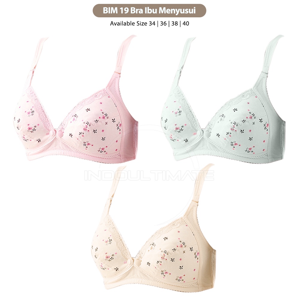 Bra Menyusui Tanpa Kawat BIM-19 Bra Menyusui Kancing Depan BH Menyusui Bayi Pakaian Dalam Wanita Cewek Perempuan Nursing Bra Maternity Bra Ibu Menyusui Bra Motif Bunga