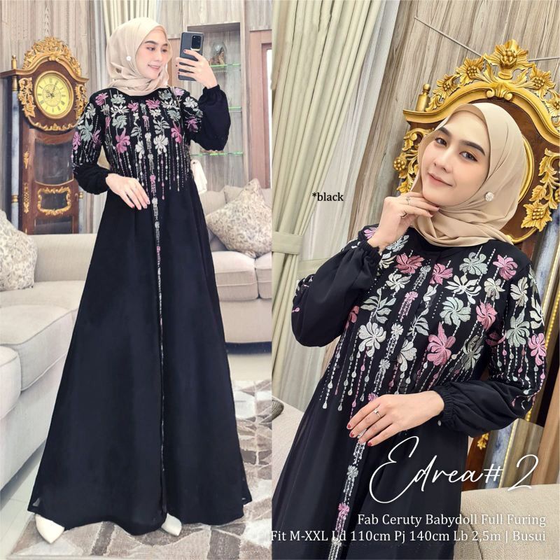 DRESS MUSLIM, Fashion Muslim, baju wanita, dress, gamis, Baju gamis, fashion wanita, Edrea 2 Dress