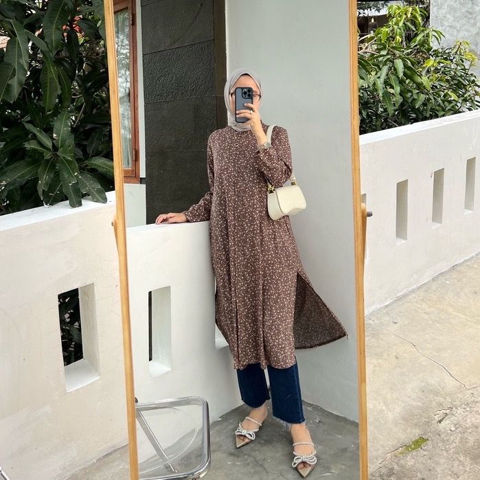 BEFAST - ZFS FASHION DRESS MELANI / DELILA SHAKILA SLIT DRESS / LongDress Kekinian Wanita Remaja / Pakaian Casual Wanita / Outfit Hangout Wanita / Dress Lengan Panjang / Trendy / Dress Maxy Motif Flower / Fashion Wanita Muslimah