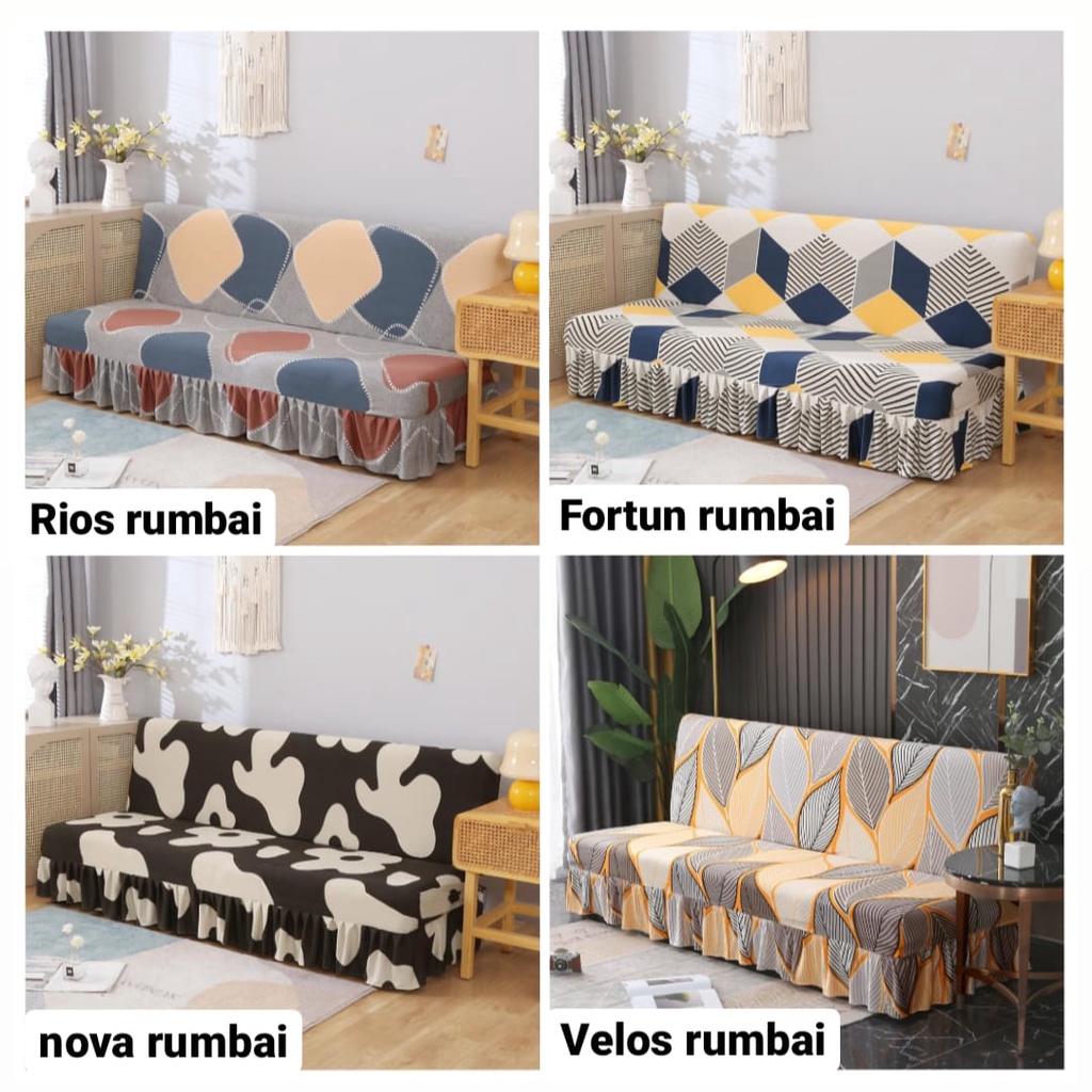 Cover sofa bed / sarung penutup sofa bed / sofa bed cover / sarung sofa bed RUMBAI