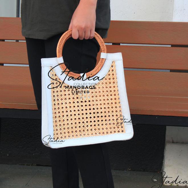Hand Bag Wanita Original Leather Import | Tote Bag Tas Anyaman Rotan