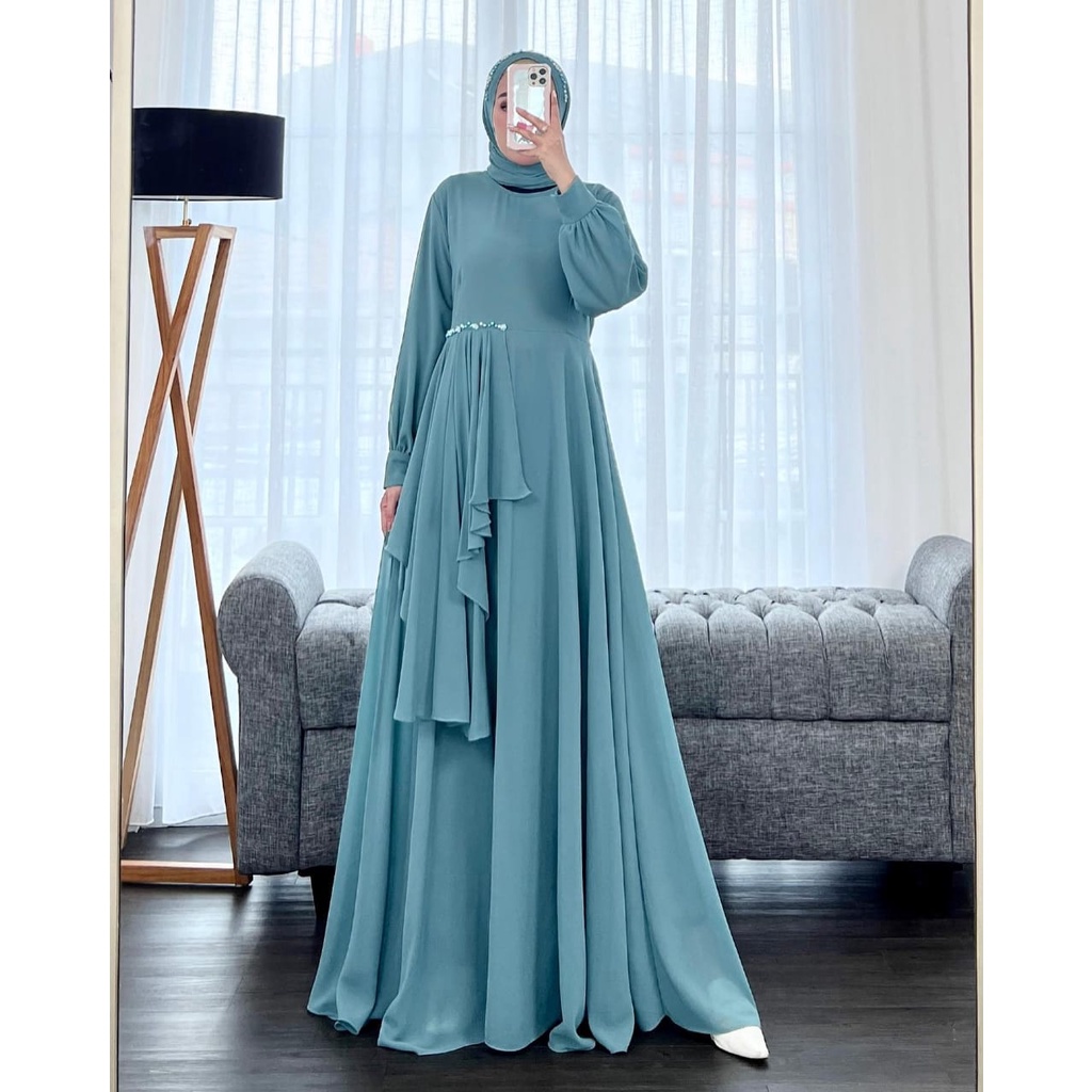 Baju Gamis Pesta Terbaru Zoya Maxi Longdress Fashion Muslim Dress Cantik Simple Busana Kondangan Pak