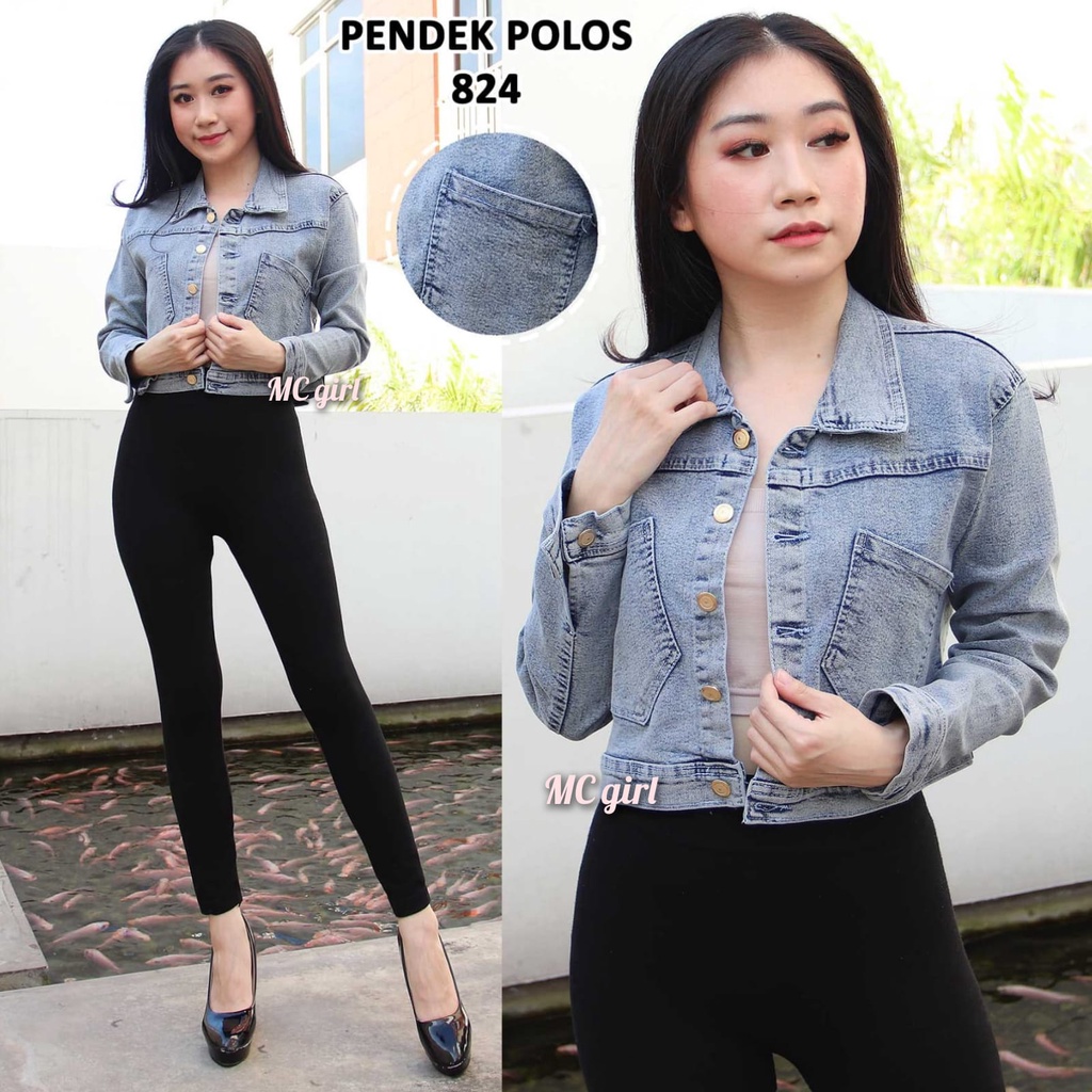 MC girl Jaket Jeans Body Pendek Snow Wanita / Jaket Jeans Crop Snow Blue / Jaket Korea Snow Acid