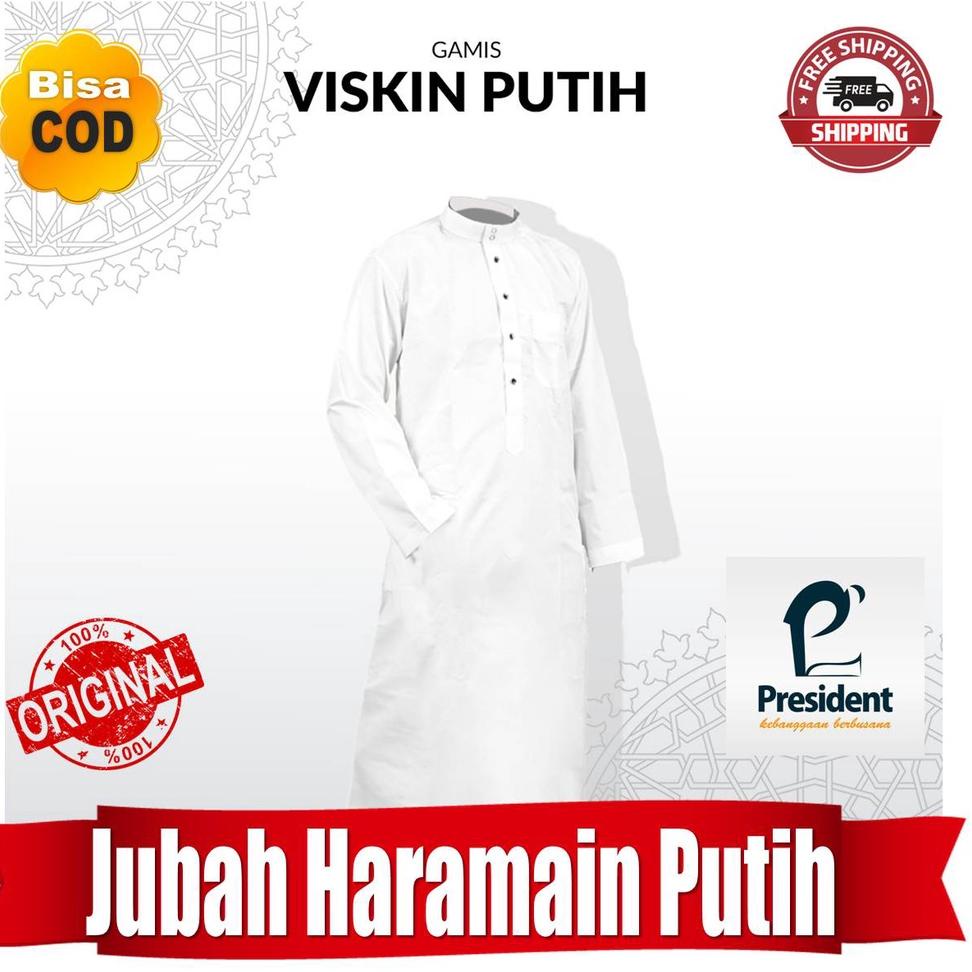 ➹ Jubah Haramain Putih / Gamis Pria Putih President ヱ