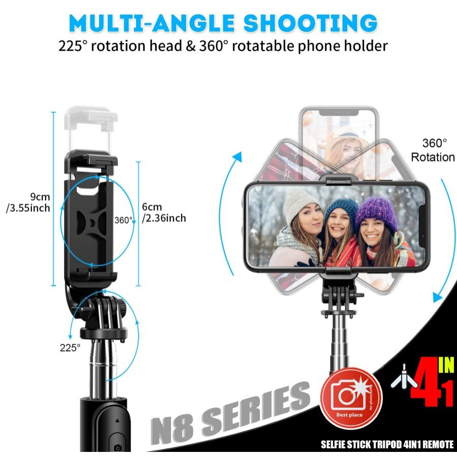 Tongsis Tripod Selfie Bluetooth Remote Control Q07/N08