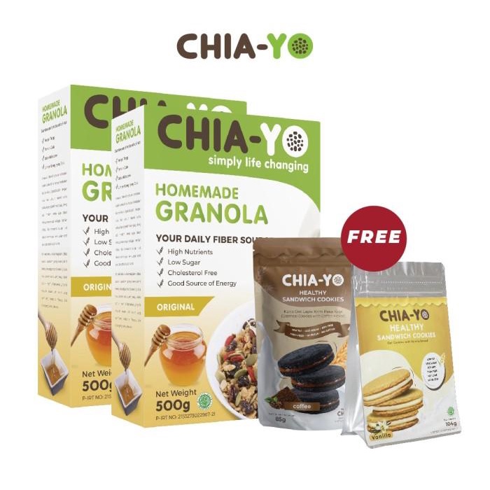 

Chiayo Healthy Kit : 2 Granola Original 500Gr Free 2 Cookies (Cf , Vn) 094