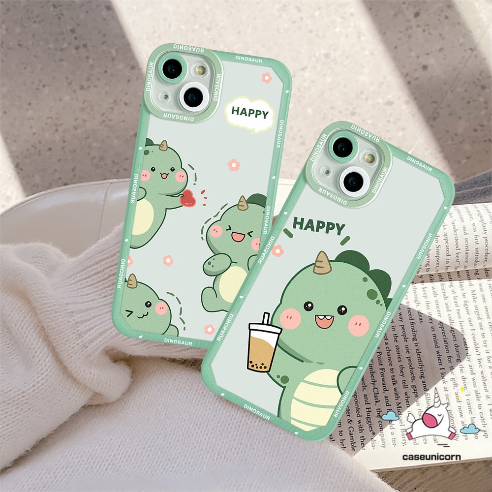 IPHONE Kompatibel Untuk Iphone6 6s 8 7 Plus 11 14 13 12 Pro Max XR X XS Max SE 2020lucu Dinosaurus Kartun Teh Susu TPU Soft Ange Eyes Case