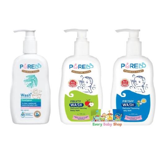 PURE BABY / BB WASH 230ml - Sabun Mandi Cair Bayi / Anak 230 ml / 2 IN 1