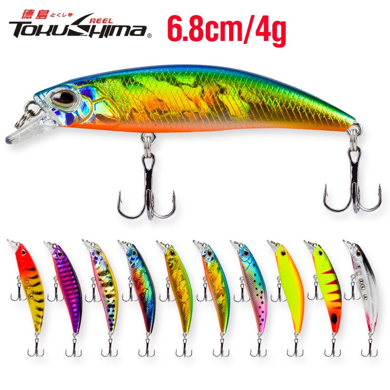 1pcs Umpan Pancing 6.8cm/4g 3D Mata Tenggelam Lambat Ikan Kecil Bass Umpan 2kait Treble Memancing Umpan Bass Swimbait