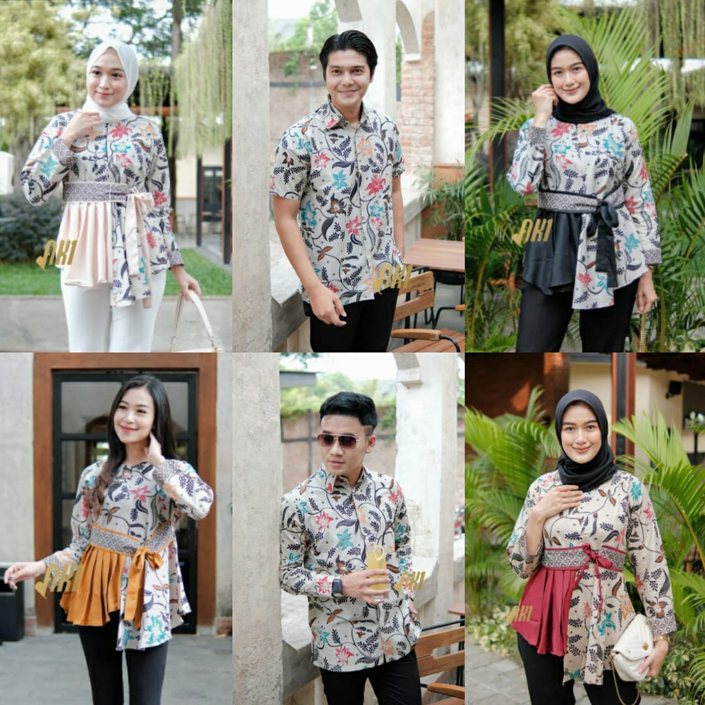 Batik couple seragam M L XL XXL atasan batik wanita pria motif salju grosir ecer seragam batik