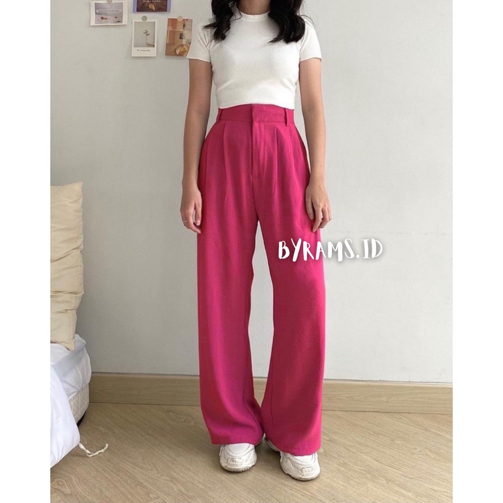 Celana Kulot Crinkle Highwaist Wanita Loose Cullote Pants