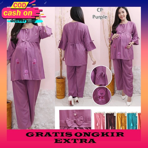 Setelan Baju Hamil Wanita Tangan 7/8 Aira/ Setelan Celana Panjang /Daster Baju Hamil Menyusui/ Baju 