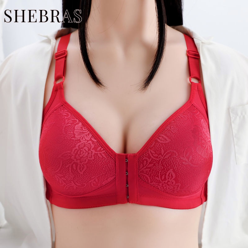 Shebras Wanita Tanpa Kawat Bra Sexy Sorex Pakain Dalam Push Up Bh Seamless Bra Seksi Kancing Depan U