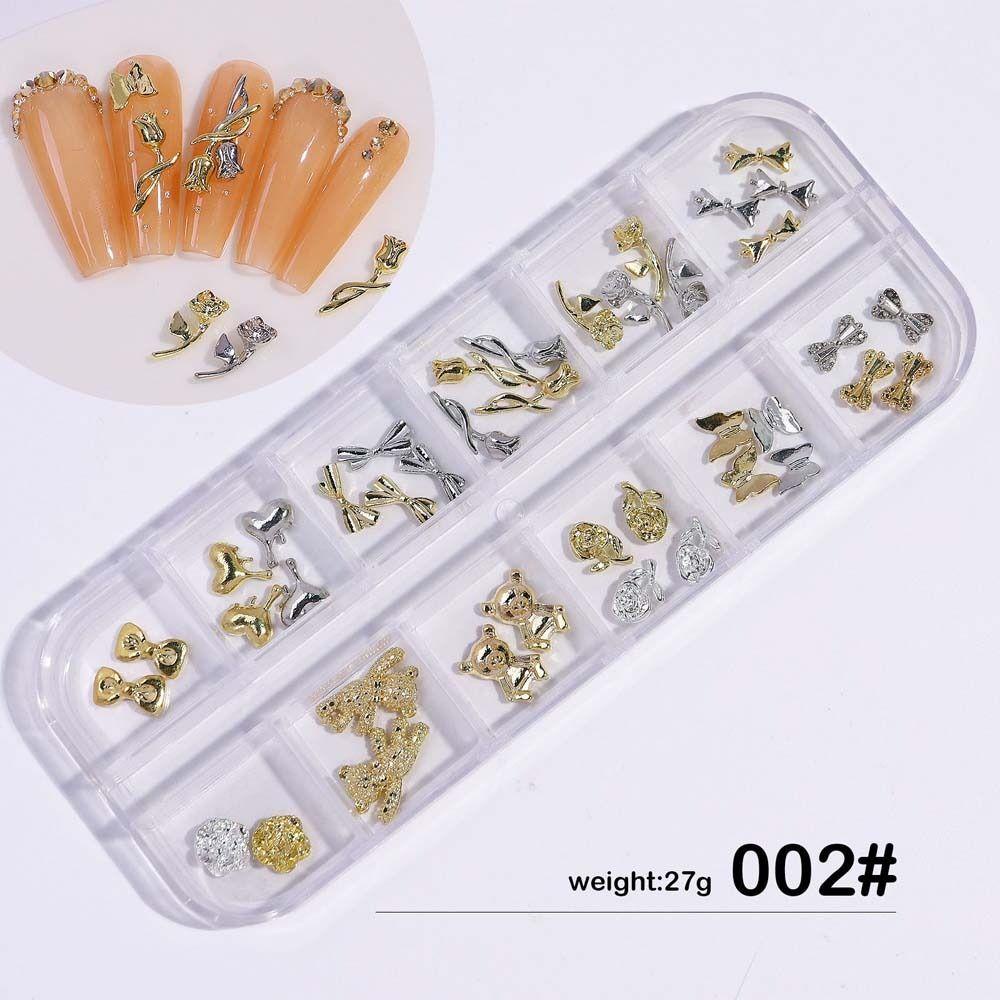 AUGUSTINA Augustina Bow Nail Art Dekorasi Mewah Fashion Ikatan Simpul Manikur Aksesoris Alloy 3D Nail Jewelry