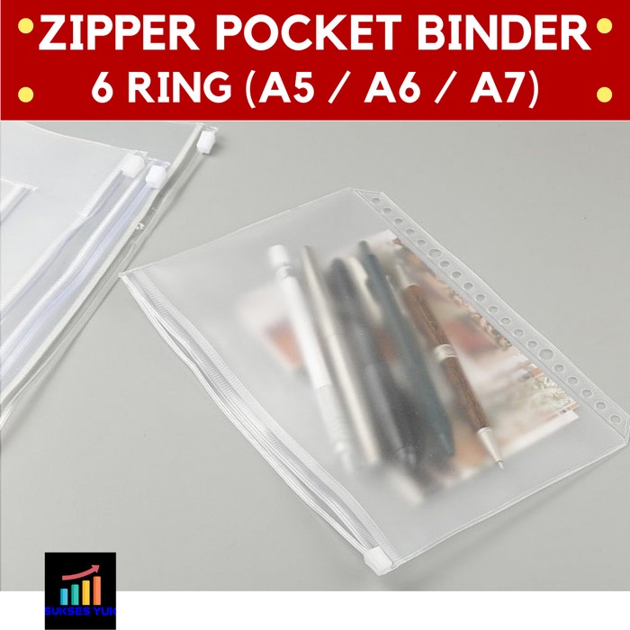 

KANTONG / ZIPPER POCKET BINDER LOOSE LEAF 6 LUBANG RING