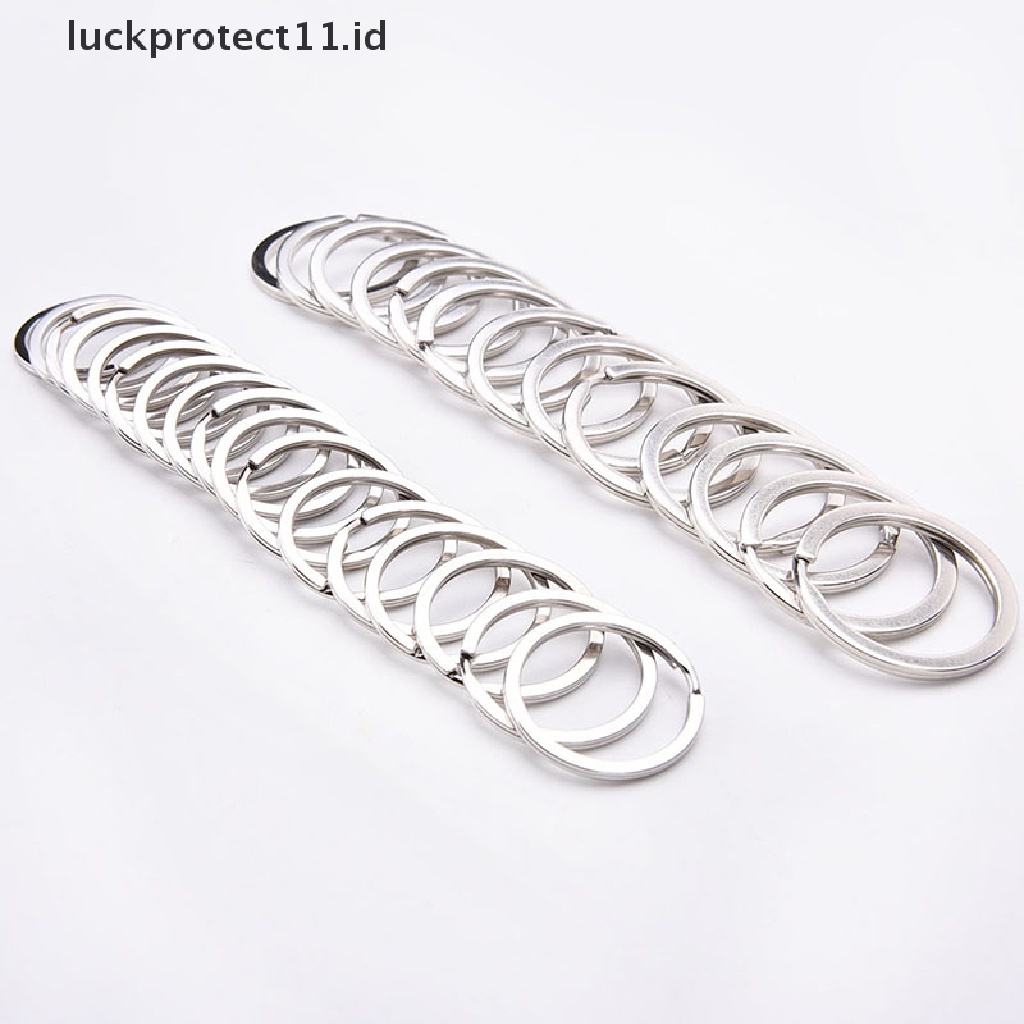 /Fashion Hot//// 100pcs/Set Gantungan Kunci Silvery Stainless Steel Bulat Lingkaran DIY Keyrings 2ukuran.