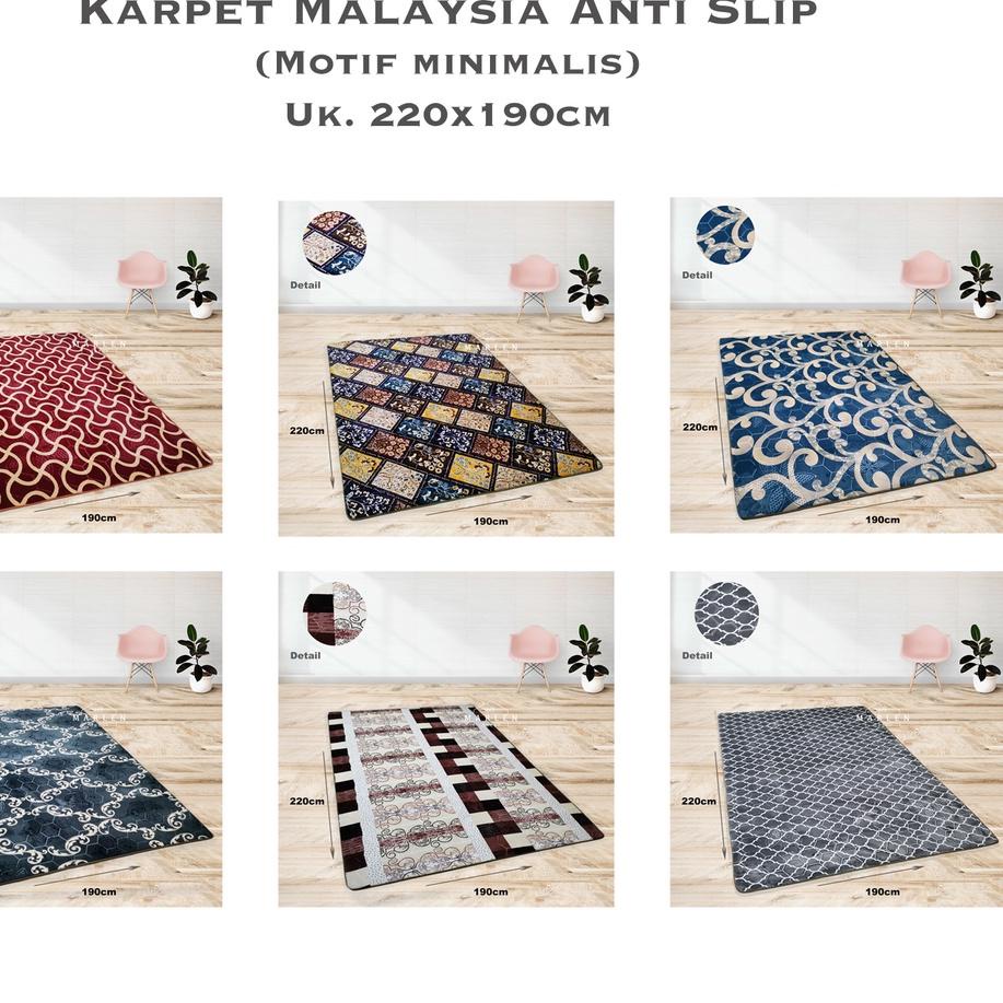 Terlaris Karpet Lantai Premium | Ukuran 190x220 | Motif Minimalis & Bunga | Karpet Malaysia |  Karpe