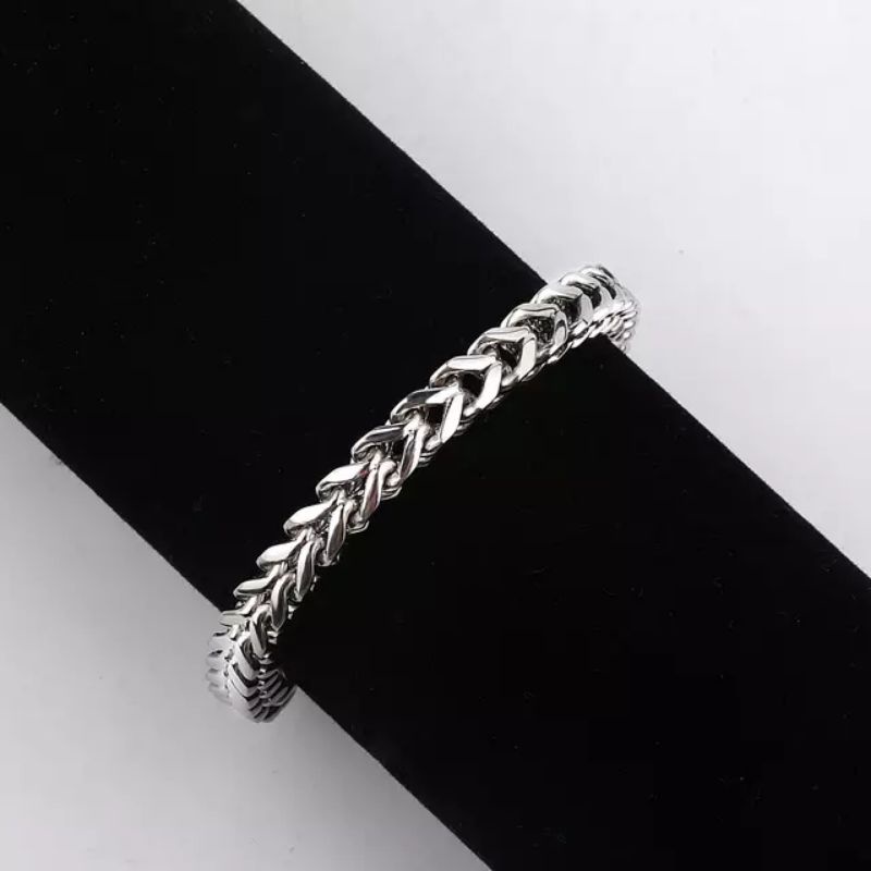 GELANG TANGAN RANTAI SISIK MODEL KOTAK PRIA ANTIKARAT FASHION PRIA DAN WANITA GELANG TITANIUM STAINLESS STEEL ANTIKARAT DAN TIDAK LUNTUR SELAMANYA