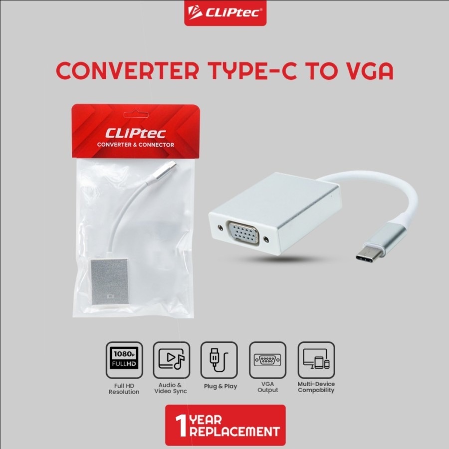 Converter CLIPtec CL-CC CV TYPE-C To VGA Display Adapter