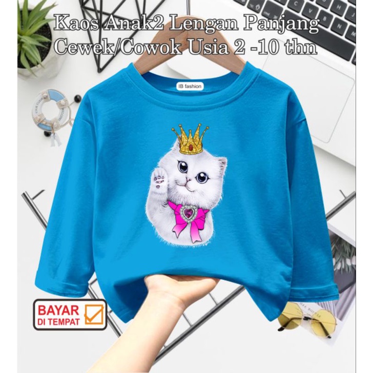 ((IB))KAOS ANAK2 UNISEX PANJANG/KUCING DIGITAL SABLON