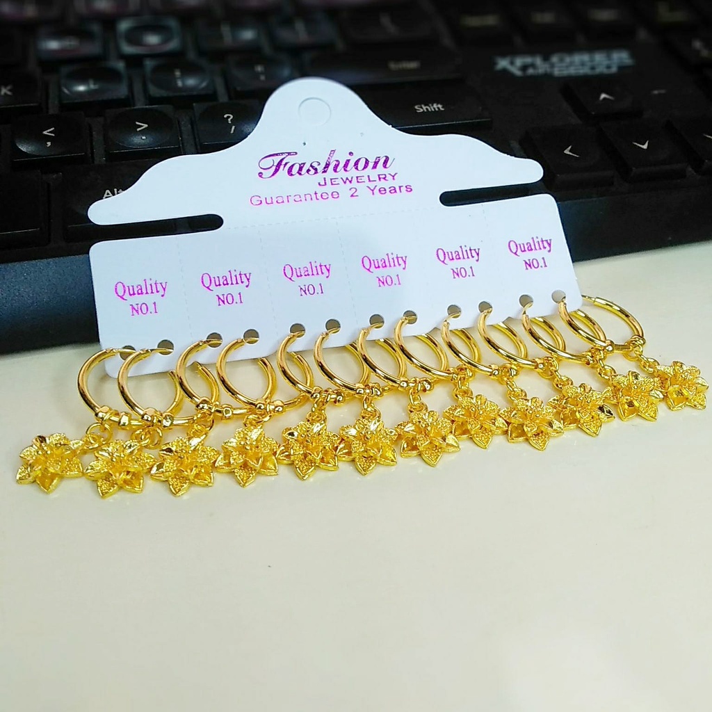 AV400 Grosir Anting Juntai Dewasa Berbagai Motif Anting Lapis Emas